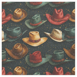 Cowboy Hats on Dark Backgrounds Fabric