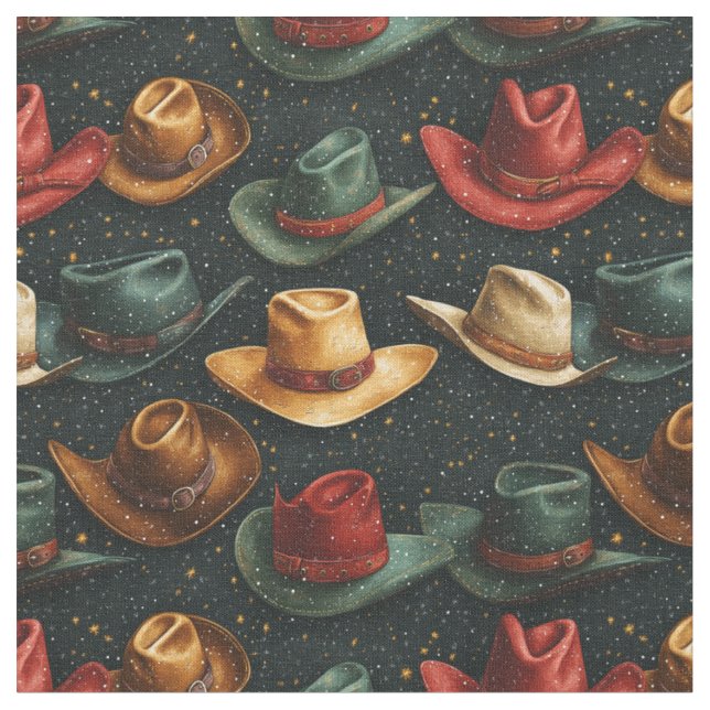 Cowboy Hats on Dark Backgrounds Fabric (Close Up)