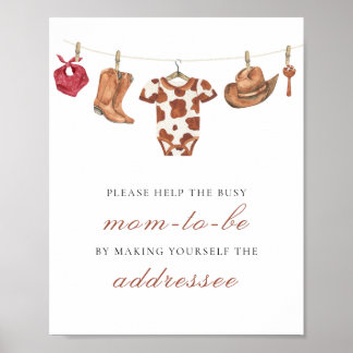 Cowboy - Help the Busy Mom-to-Be Addressee Poster