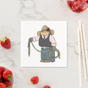Cowboy Holding A Lasso Paper Napkins