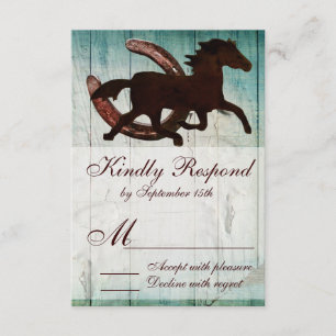Cowboy Horse Horseshoe Country Style Wedding RSVP Card