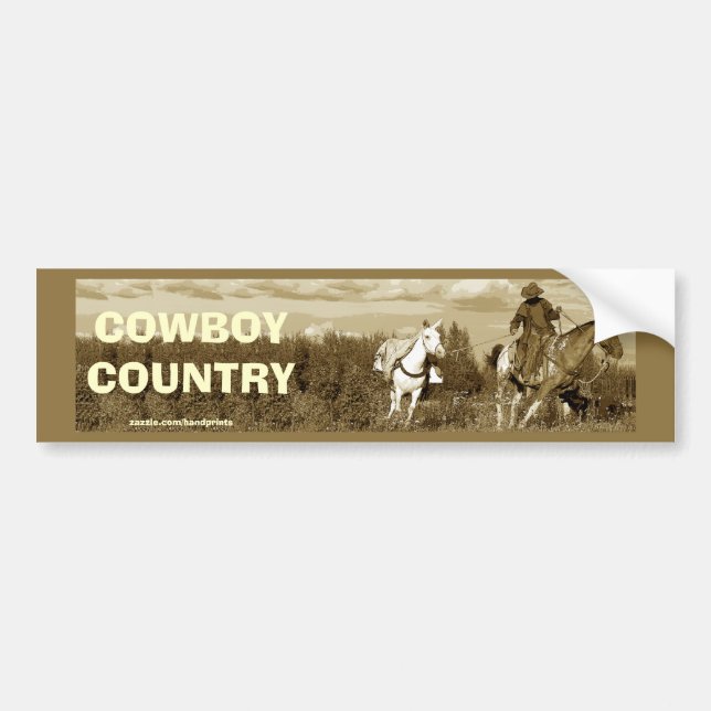 Cowboy Horse & Mule Bumper Sticker (Front)