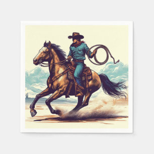 Cowboy Horse Paper Napkins, Western Rodeo Party Napkin