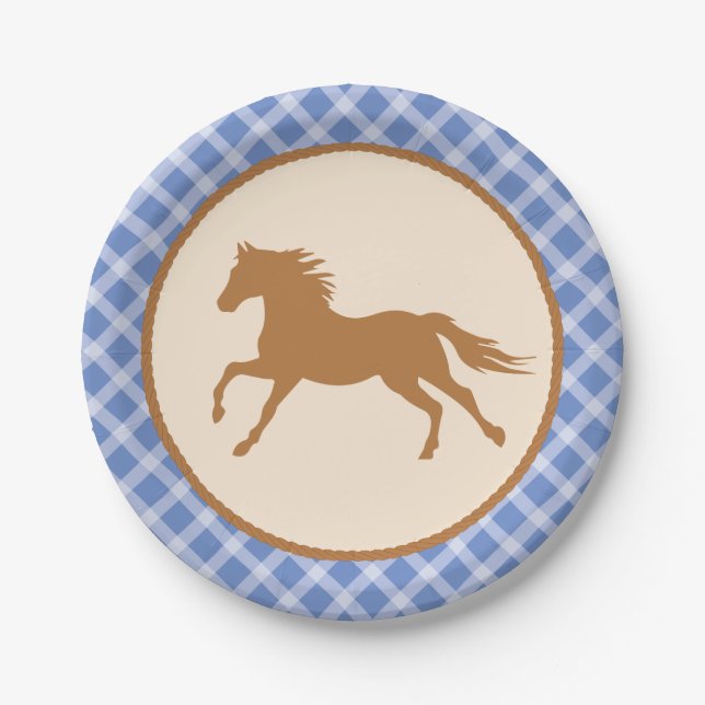 Cowboy Horse Pony Cute 1st Birthday Party Theme Paper Plate (Front)