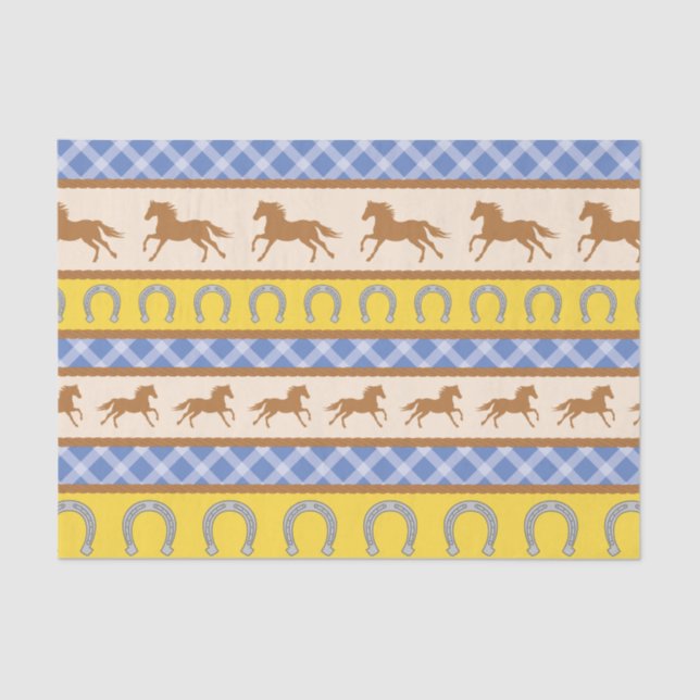 Cowboy Horse Pony Cute 1st Birthday Party Theme Tissue Paper (Front)