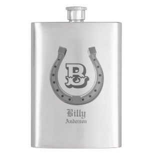 Cowboy Horse Shoe Personalised Monogram Hip Flask