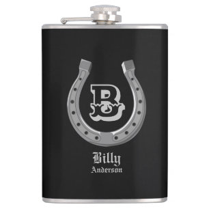 Cowboy Horse Shoe Personalized Monogram Flask