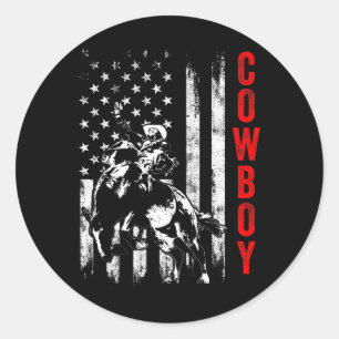 Cowboy Horse Show Horseck Riding Rider 7 Classic Round Sticker