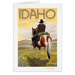 Cowboy & HorseIdahoVintage Travel Poster
