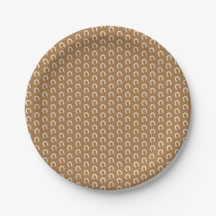 Cowboy Horseshoe Brown Pattern Baby Shower Party Paper Plate