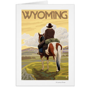 Cowboy & HorseWyomingVintage Travel Poster