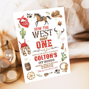 Cowboy How The West Was One 1st Rodeo Birthday Invitation