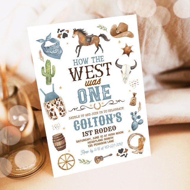 Cowboy How The West Was One 1st Rodeo Birthday Invitation (Creator Uploaded)