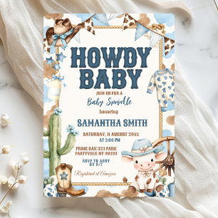 Cowboy Howdy Baby Sprinkle Invitation