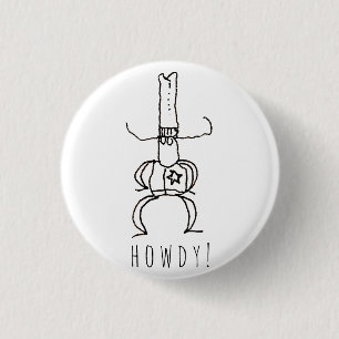 Cowboy Howdy Cartoon Drawing Doodle  3 Cm Round Badge