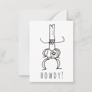Cowboy Howdy Cartoon Drawing Doodle Card