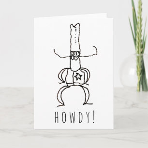 Cowboy Howdy Cartoon Drawing Doodle Greeting Card