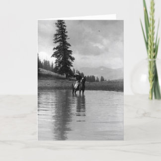 Cowboy in a pond card