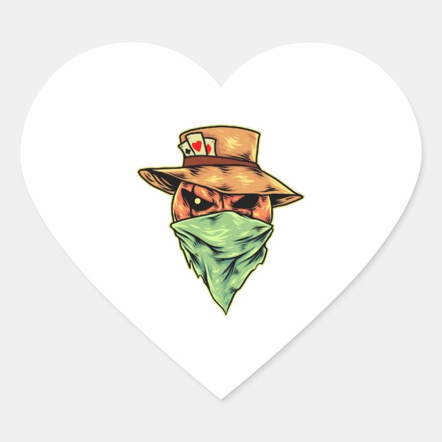 cowboy in halloween heart sticker (Front)