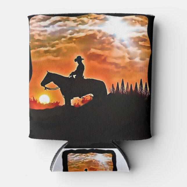 cowboy in sun can cooler (Front)