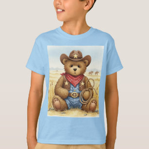 Cowboy in the Prairie, Teddy with Lasso by Natash T-Shirt