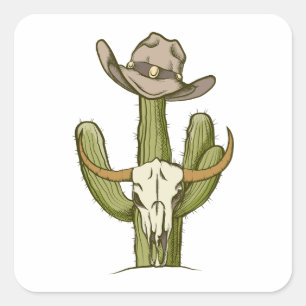 Cowboy In Westen Cactus Yeehaw Gift Ideas Square Sticker