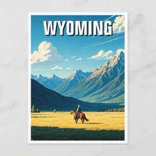 Cowboy in Wyoming Travel Postcard