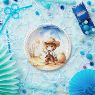 Cowboy-Inspired Theme Baby Boy Shower Paper Plate