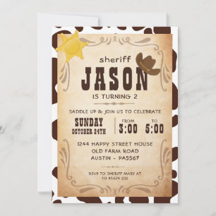 Cowboy Invitation for Birthday Party Sheriff West