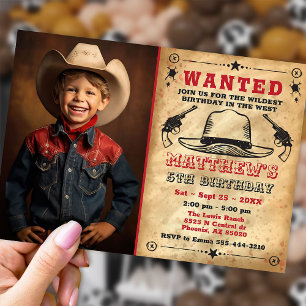 Cowboy invitation with Photo, Western Birthday