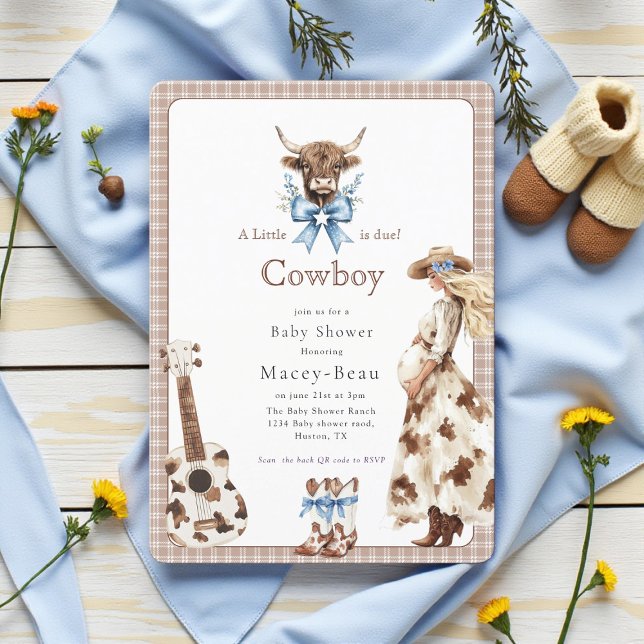  Cowboy is due Baby Shower Qr code invite  (Creator Uploaded)