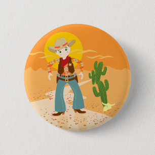 Cowboy kid birthday party 6 cm round badge