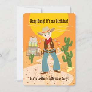Cowboy kid birthday party invitation