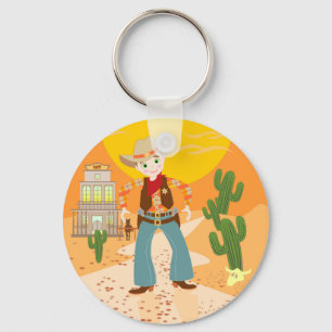 Cowboy kid birthday party key ring