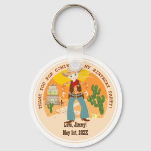 Cowboy kid birthday party key ring