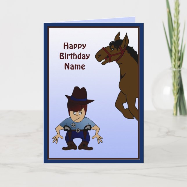 Cowboy Kid Custom Birthday Card (Front)
