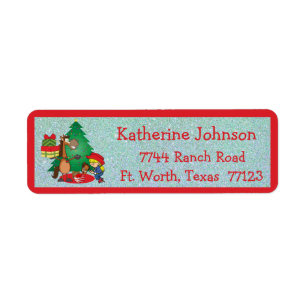 Cowboy Kids And Horse Cartoon Holiday Address Labe