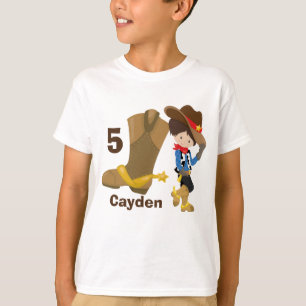 Cowboy Kids Birthday Party Monogram Little Boy T-Shirt