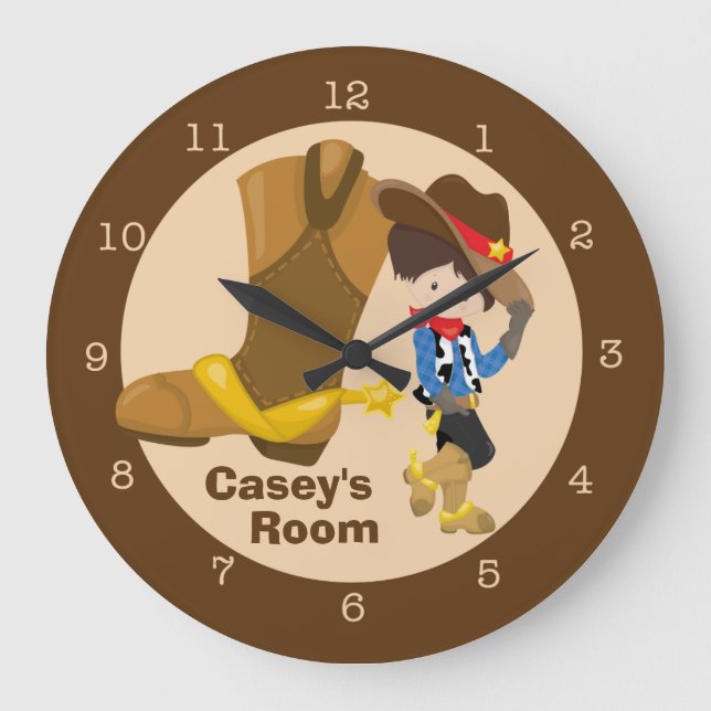 Cowboy Kids Room Large Clock (Front)