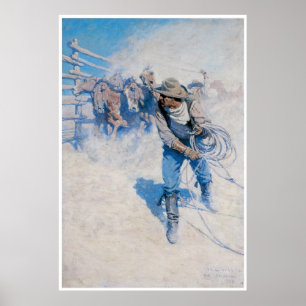 Cowboy lassoing a horse, 1904 poster