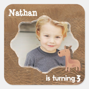 Cowboy Leather with Horse Custom Square Sticker