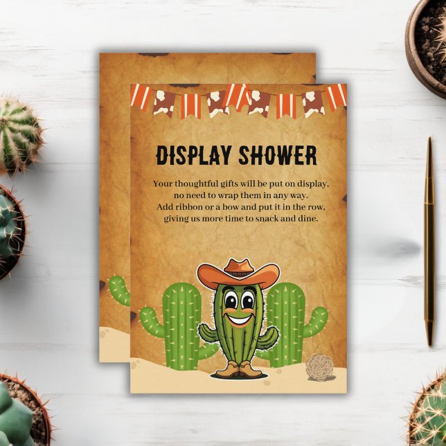 Cowboy Little Cactie Cactus Baby Shower Enclosure Card (Creator Uploaded)