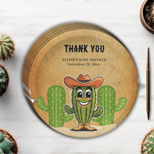 Cowboy Little Cactie Cactus Baby Shower Paper Plate