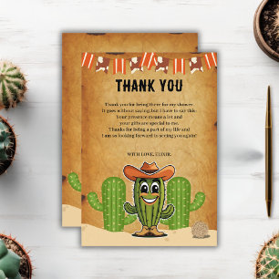 Cowboy Little Cactie Cactus Baby Shower Thank You Card