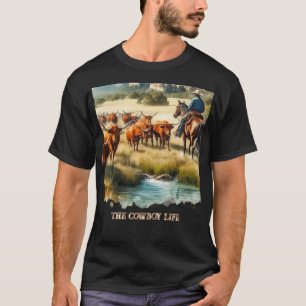 Cowboy Live Long Horn Cattle Roundup  T-Shirt