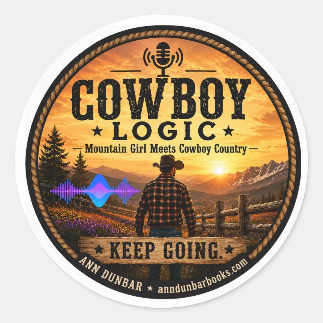 Cowboy Logic: Keep Going Round Sticker (Front)
