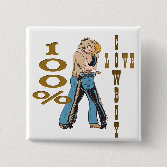 Cowboy Love 15 Cm Square Badge (Front)
