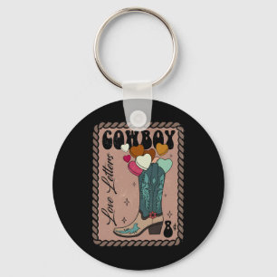 Cowboy Love Letter, Retro Valentine, Howdy Western Key Ring
