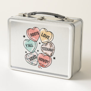 Cowboy Love - Western Hearts Metal Lunch Box