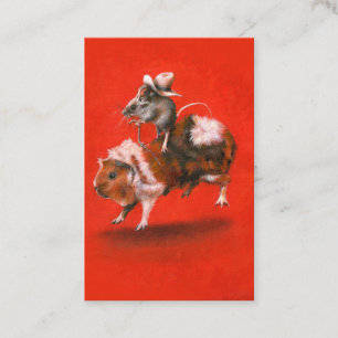 Cowboy Mouse And Guinea Pig ACEO Business Card